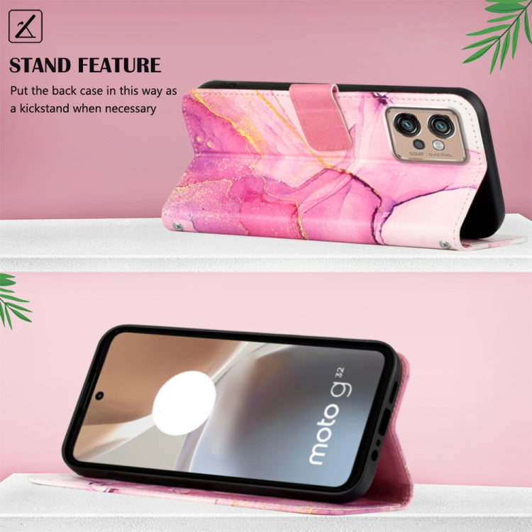 For Motorola Moto G32 PT003 Marble Pattern Flip Leather Phone Case(Pink Purple) - Motorola Cases by PMC TechLife | Online Shopping South Africa | PMC TechLife | Buy Now Pay Later Mobicred