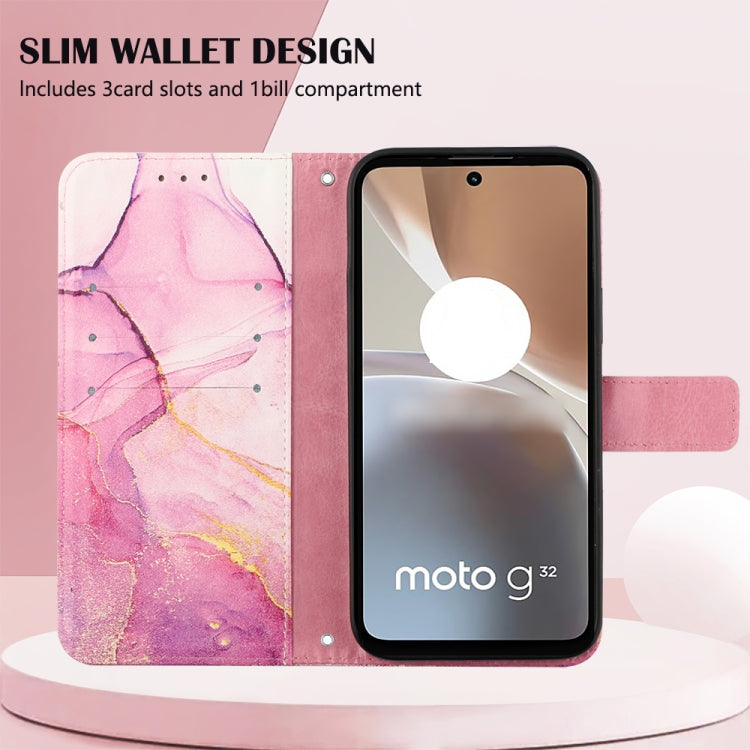 For Motorola Moto G32 PT003 Marble Pattern Flip Leather Phone Case(Pink Purple) - Motorola Cases by PMC TechLife | Online Shopping South Africa | PMC TechLife | Buy Now Pay Later Mobicred