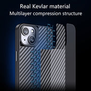 For iPhone 14 wlons Magsafe Carbon Fiber Kevlar TPU Phone Case(Black)
