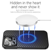 For iPhone 14 Pro wlons Magsafe Carbon Fiber Kevlar TPU Phone Case(Black)