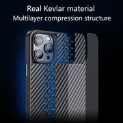 For iPhone 14 Pro Max wlons Magsafe Carbon Fiber Kevlar TPU Phone Case(Black)