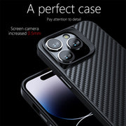For iPhone 14 Pro Max wlons Magsafe Carbon Fiber Kevlar TPU Phone Case(Black)
