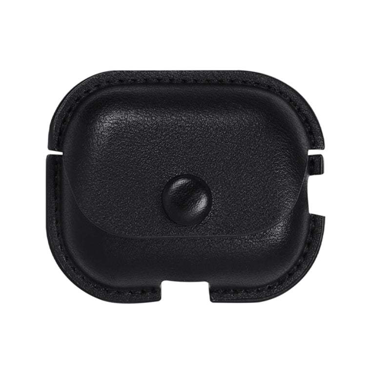 For AirPods Pro 2 Litchi Texture PU Leather Earphone Protective Case with Hook(Black) - For AirPods Pro 2 by PMC Jewellery | Online Shopping South Africa | PMC Jewellery | Buy Now Pay Later Mobicred