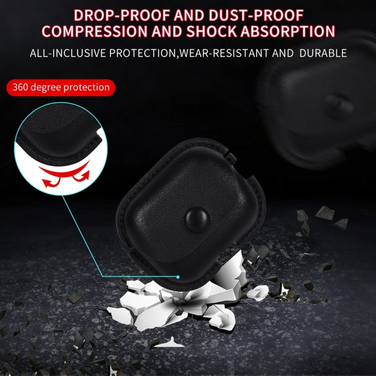 For AirPods Pro 2 Litchi Texture PU Leather Earphone Protective Case with Hook(Dark Brown) - For AirPods Pro 2 by PMC Jewellery | Online Shopping South Africa | PMC Jewellery | Buy Now Pay Later Mobicred