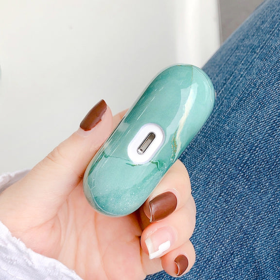 For AirPods Pro 2 Marble Pattern Wireless Earphone Protective Case(Black Blue)