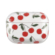 For AirPods Pro 2 Bronzing Fruit Pattern PC Earphone Hard Protective Case(Cherry)