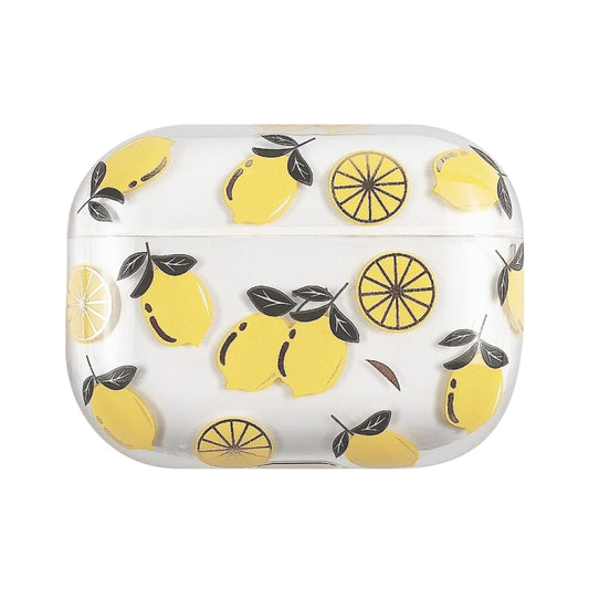 For AirPods Pro 2 Bronzing Fruit Pattern PC Earphone Hard Protective Case(Lemon) - For AirPods Pro 2 by PMC Jewellery | Online Shopping South Africa | PMC Jewellery | Buy Now Pay Later Mobicred