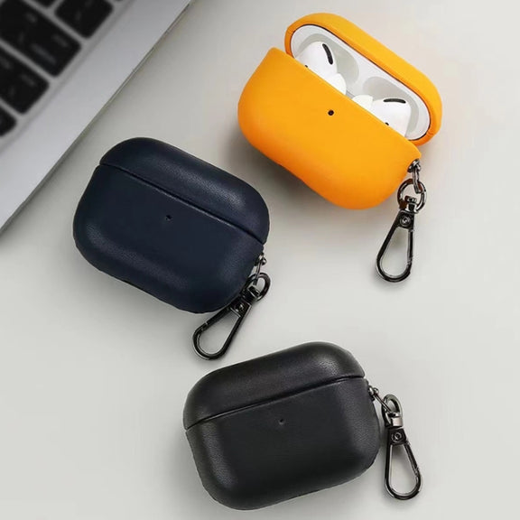 For Apple AirPods Pro PU Leather Wireless Bluetooth Earphone Protective Case(Yellow)