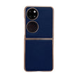 For Huawei P50 Pocket Genuine Leather Luolai Series Nano Plating Phone Case(Dark Blue) - Huawei Cases by PMC TechLife | Online Shopping South Africa | PMC TechLife | Buy Now Pay Later Mobicred