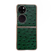 For Huawei P50 Pocket Genuine Leather Ostrich Texture Nano Plating Phone Case(Green)