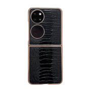 For Huawei P50 Pocket Genuine Leather Weilai Series Nano Plating Phone Case(Black)