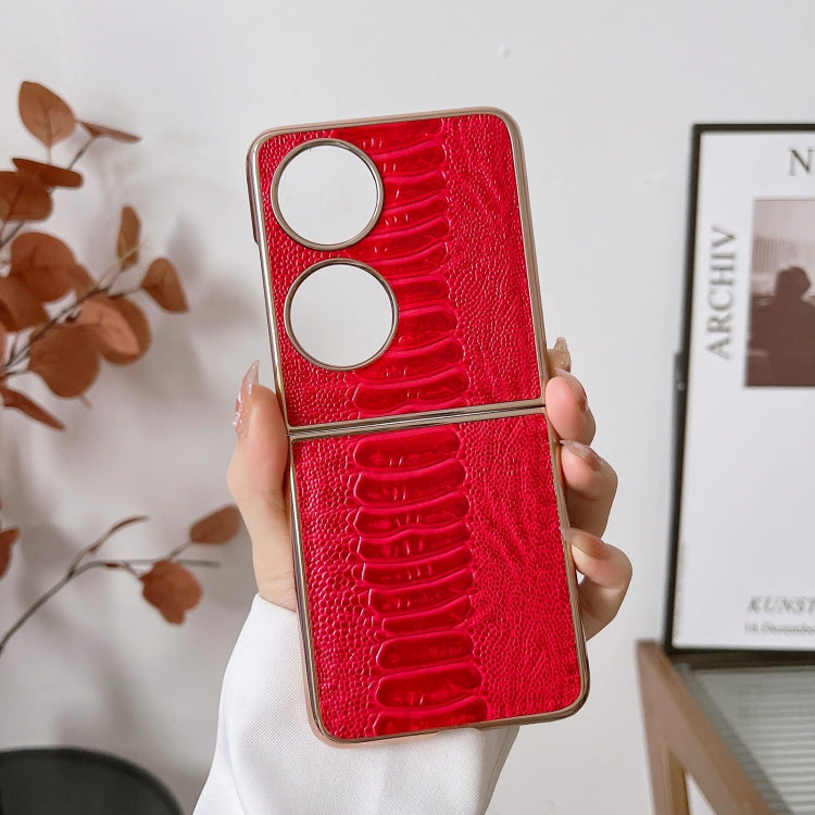 For Huawei P50 Pocket Genuine Leather Weilai Series Nano Plating Phone Case(Red) - Huawei Cases by PMC TechLife | Online Shopping South Africa | PMC TechLife | Buy Now Pay Later Mobicred