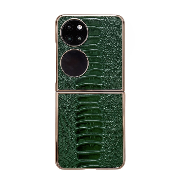 For Huawei P50 Pocket Genuine Leather Weilai Series Nano Plating Phone Case(Green) - Huawei Cases by PMC TechLife | Online Shopping South Africa | PMC TechLife | Buy Now Pay Later Mobicred