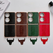 For Huawei P50 Pocket Genuine Leather Weilai Series Nano Plating Phone Case(Red)