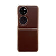 For Huawei P50 Pocket Genuine Leather Xiaoya Series Nano Plating Phone Case(Coffee) - Huawei Cases by PMC TechLife | Online Shopping South Africa | PMC TechLife | Buy Now Pay Later Mobicred