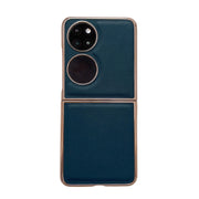 For Huawei P50 Pocket Genuine Leather Xiaoya Series Nano Plating Phone Case(Dark Green)