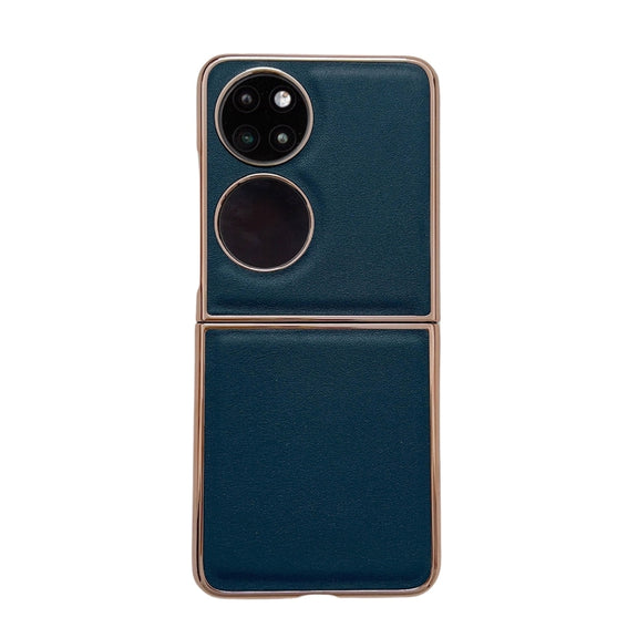 For Huawei P50 Pocket Genuine Leather Xiaoya Series Nano Plating Phone Case(Dark Green)