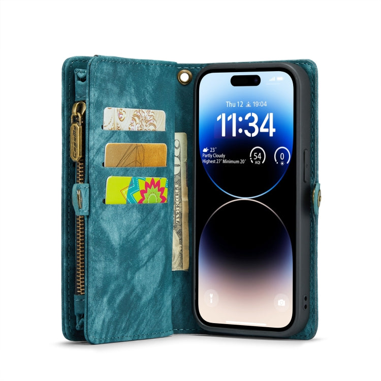 For iPhone 14 Pro CaseMe 008 Detachable Multifunctional Leather Phone Case(Blue) - free shipping - PMC Jewellery - Order now!