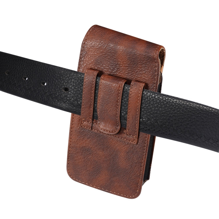 For 6.7-6.9 inch Mobile Phone Cowhide Texture Oxford Cloth Waist Bag(Brown) -  by PMC TechLife | Online Shopping South Africa | PMC TechLife