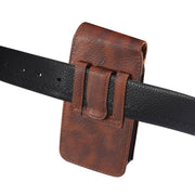 For 6.7-6.9 inch Mobile Phone Cowhide Texture Oxford Cloth Waist Bag(Brown)