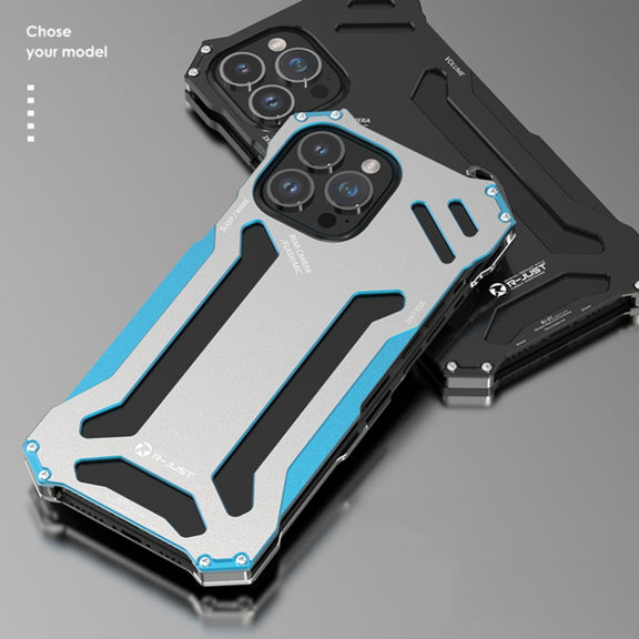 For iPhone 14 Pro Max R-JUST RJ17 Shockproof Armor Metal Phone Case(Black)