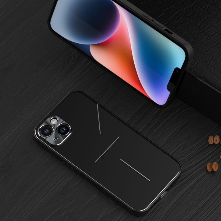 For iPhone 14 Plus R-JUST RJ52 3-Line Style Metal TPU Shockproof Phone Case(Black) - iPhone 14 Plus Cases by R-JUST | Online Shopping South Africa | PMC TechLife | Buy Now Pay Later Mobicred