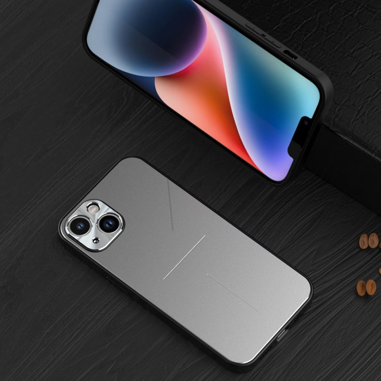 For iPhone 14 Plus R-JUST RJ52 3-Line Style Metal TPU Shockproof Phone Case(Silver) - iPhone 14 Plus Cases by R-JUST | Online Shopping South Africa | PMC TechLife | Buy Now Pay Later Mobicred