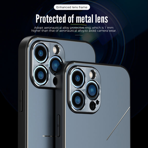 For iPhone 14 Pro R-JUST RJ52 3-Line Style Metal TPU Shockproof Phone Case(Purple)