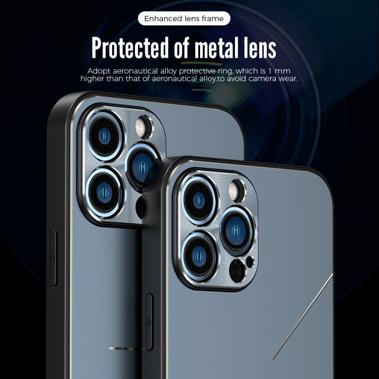 For iPhone 14 Pro R-JUST RJ52 3-Line Style Metal TPU Shockproof Phone Case(Purple)