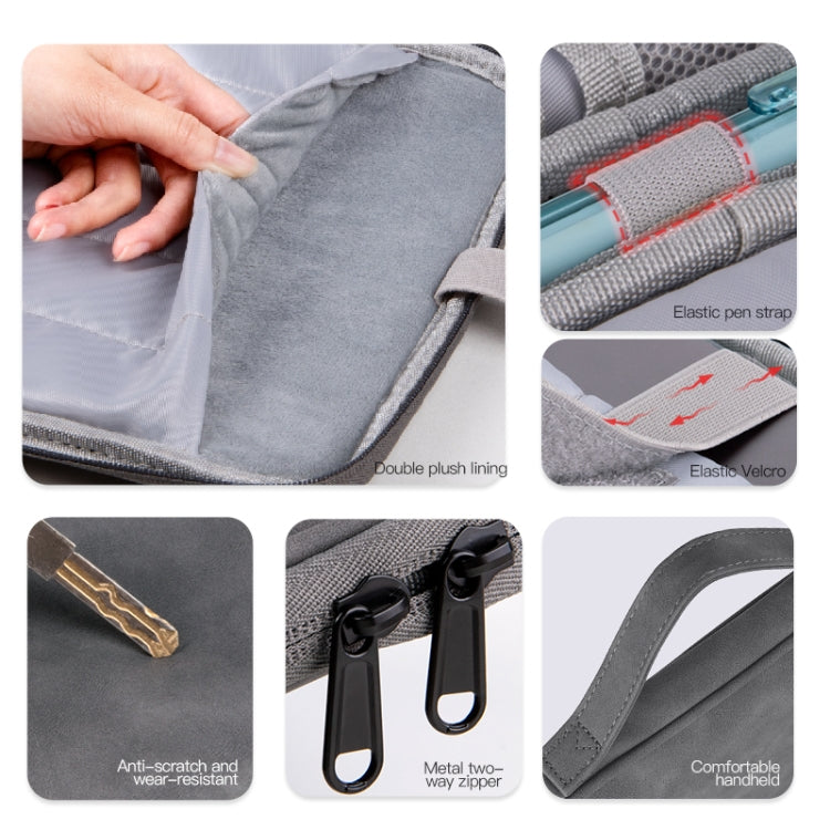 For 12.9-13 inch Laptop Portable Sheepskin Texture Leather Bag(Grey) - 12.1 inch by PMC TechLife | Online Shopping South Africa | PMC TechLife | Buy Now Pay Later Mobicred