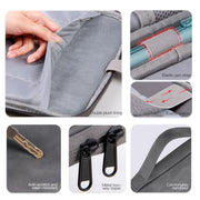 For 12.9-13 inch Laptop Portable Sheepskin Texture Leather Bag(Grey)