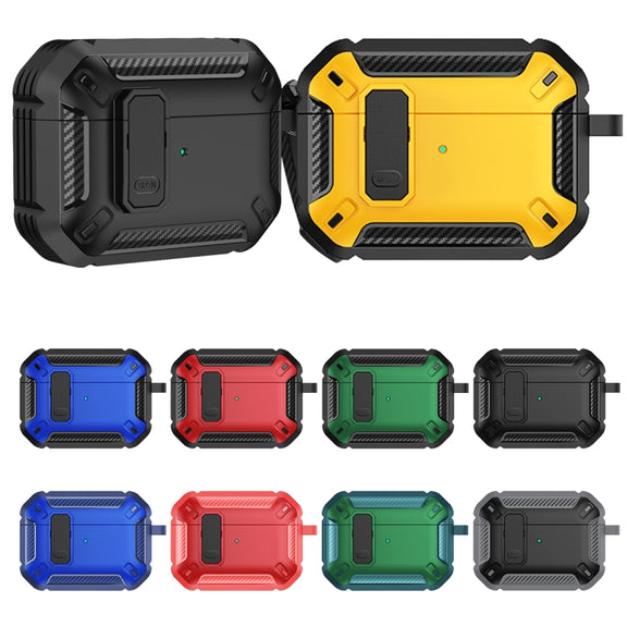 For AirPods Pro 2 Shield Shockproof Earphone Protective Case with Hook(Black Red)