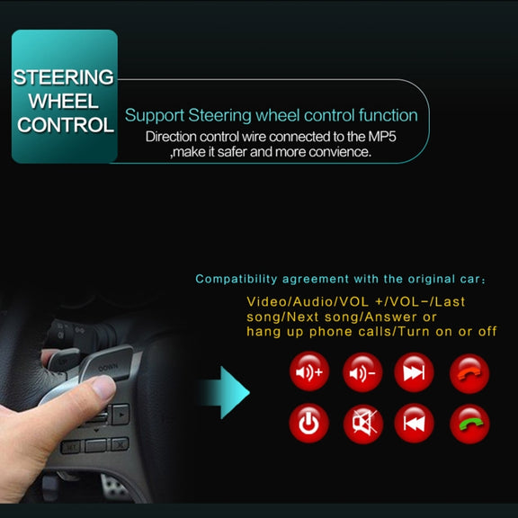 9601 7 inch Car Electric Retractable MP5 Player Supports Bluetooth Hand-free Calling Reverse