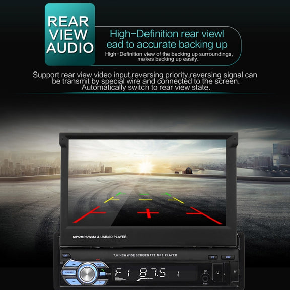 9601 7 inch Car Electric Retractable MP5 Player Supports Bluetooth Hand-free Calling Reverse