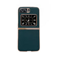 For Motorola Moto Razr 2022 Genuine Leather Luolai Series Nano Plating Phone Case(Dark Green) - Motorola Cases by PMC TechLife | Online Shopping South Africa | PMC TechLife | Buy Now Pay Later Mobicred