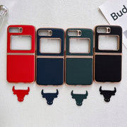 For Motorola Moto Razr 2022 Genuine Leather Luolai Series Nano Plating Phone Case(Dark Green)