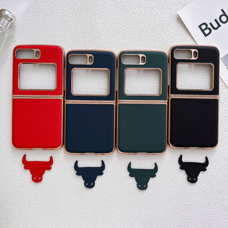 For Motorola Moto Razr 2022 Genuine Leather Luolai Series Nano Plating Phone Case(Black) - Motorola Cases by PMC TechLife | Online Shopping South Africa | PMC TechLife | Buy Now Pay Later Mobicred