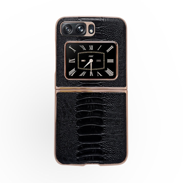 For Motorola Moto Razr 2022 Genuine Leather Weilai Series Nano Plating Phone Case(Black) - Motorola Cases by PMC TechLife | Online Shopping South Africa | PMC TechLife | Buy Now Pay Later Mobicred