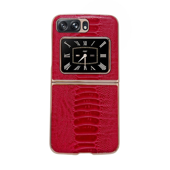 For Motorola Moto Razr 2022 Genuine Leather Weilai Series Nano Plating Phone Case(Red)