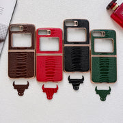 For Motorola Moto Razr 2022 Genuine Leather Weilai Series Nano Plating Phone Case(Coffee)