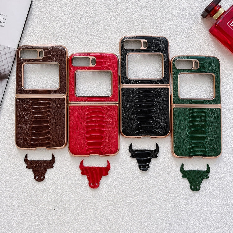 For Motorola Moto Razr 2022 Genuine Leather Weilai Series Nano Plating Phone Case(Coffee)