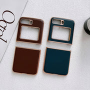 For Motorola Moto Razr 2022 Genuine Leather Xiaoya Series Nano Plating Phone Case(Black)