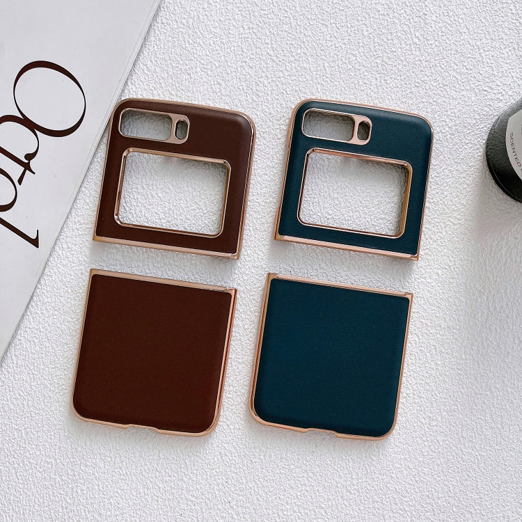For Motorola Moto Razr 2022 Genuine Leather Xiaoya Series Nano Plating Phone Case(Black)