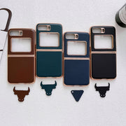 For Motorola Moto Razr 2022 Genuine Leather Xiaoya Series Nano Plating Phone Case(Black)