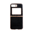 For Motorola Moto Razr 2022 Crocodile Texture Genuine Leather Nano Electroplating Phone Case(Black) - Motorola Cases by PMC TechLife | Online Shopping South Africa | PMC TechLife | Buy Now Pay Later Mobicred