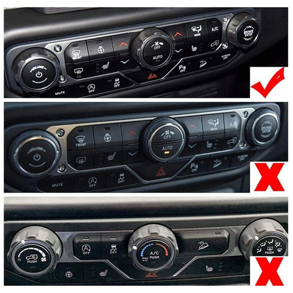 For Jeep Wrangler 2018-2021 4 in 1 Car Air Conditioner Switch Headlight Button Knob Cover Trim(Blue)