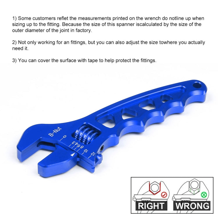 Car AN3-AN12 Adjustable Aluminum Wrench Hose Fitting Tool(Blue)