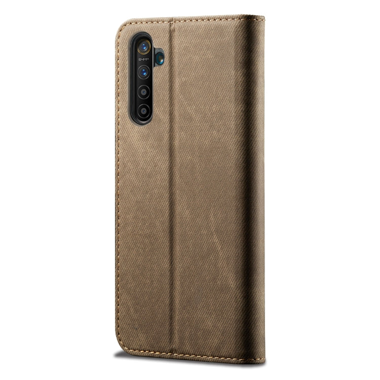 For OPPO Realme 6 Pro Denim Texture Casual Style Horizontal Flip Leather Case with Holder & Card Slots & Wallet(Khaki) - Realme Cases by PMC TechLife | Online Shopping South Africa | PMC TechLife | Buy Now Pay Later Mobicred