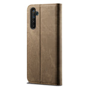 For OPPO Realme 6 Pro Denim Texture Casual Style Horizontal Flip Leather Case with Holder & Card Slots & Wallet(Khaki)