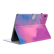 For Lenovo Tab M7 3rd Gen Watercolor Pattern Flip Leather Tablet Case(Purple Red)